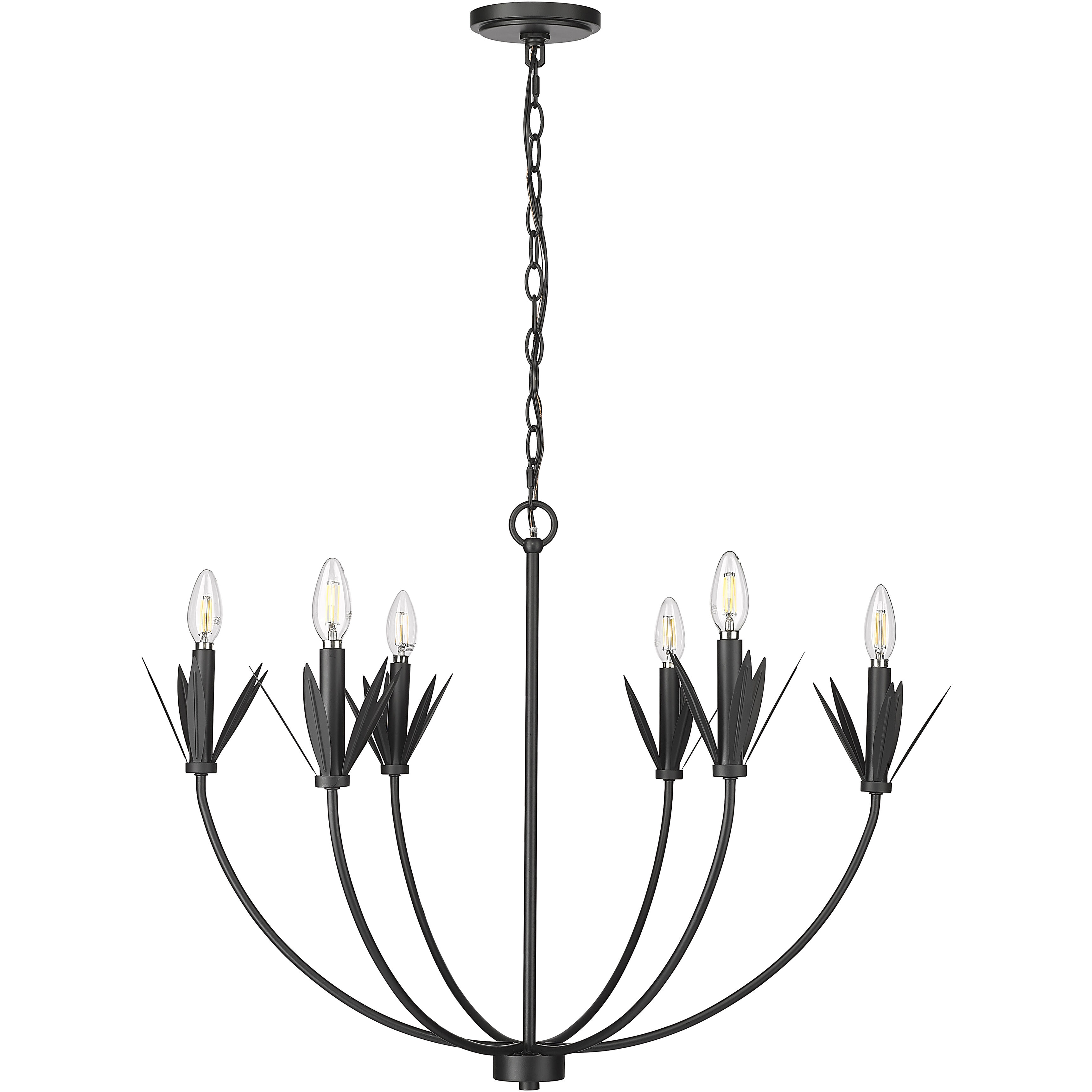 Primrose 6 Light 30.5 inch Matte Black Chandelier Ceiling Light